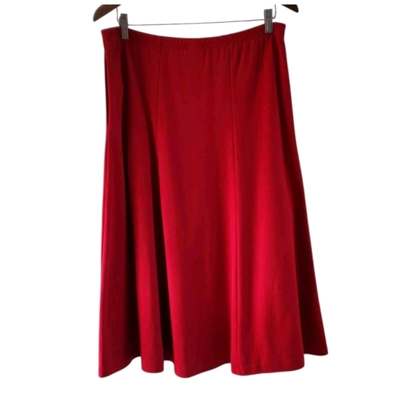 Lands End Red Cotton A Line Skirt Pleated Pull On Pleated Womens Petite S 6 8 - Picture 7 of 8